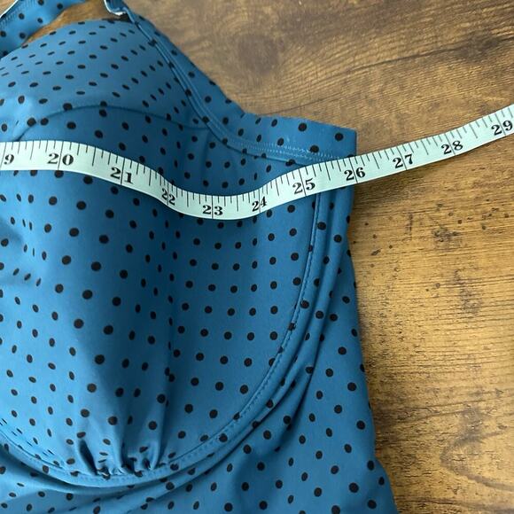 Terra & Sky Black Tankini Top 4X (28W-30W) Teal Polka Dot Padded Beach Swim NWT - Picture 10 of 14